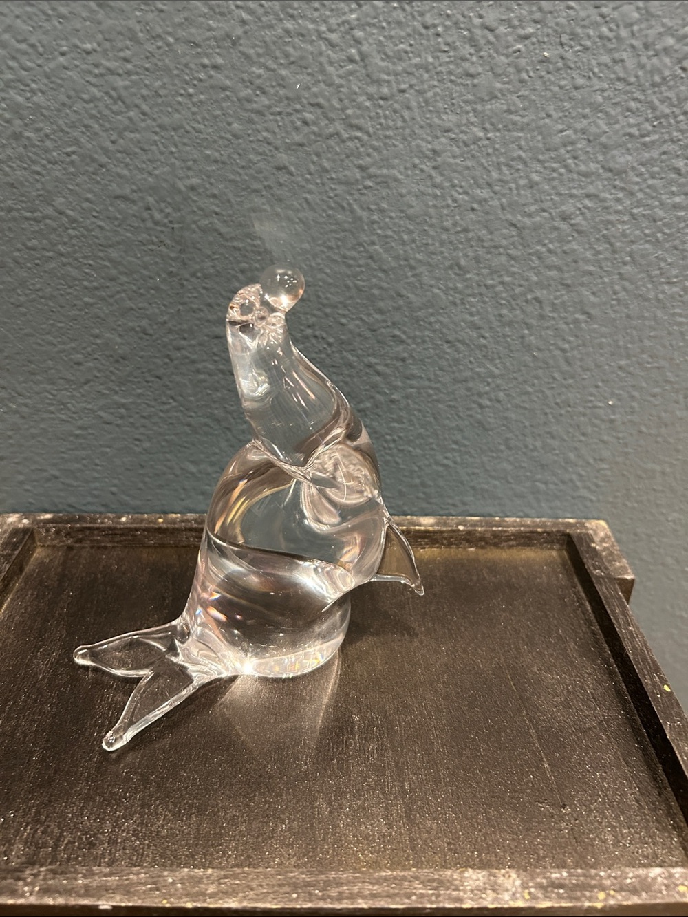 Clear Glass Seal Figurine - Handblown Crystal Animal